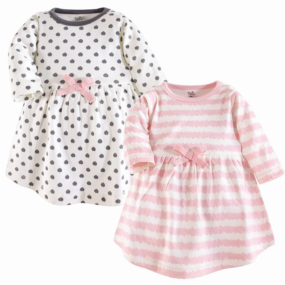 New Day 2-Pack Baby Girls' Pink & Gray Scribble Dresses 66350