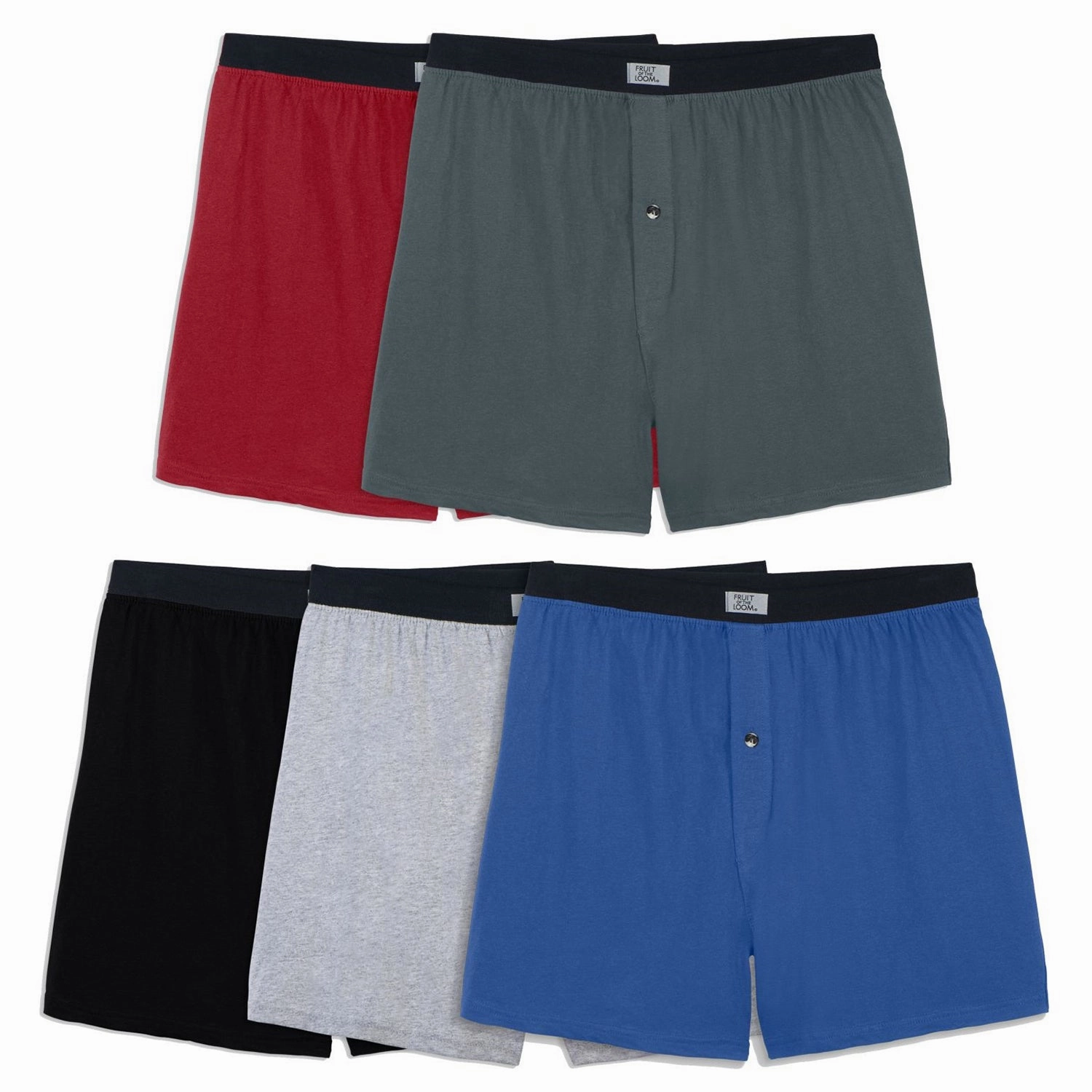 Timeless Fashion Foldable Hem 5-Pack Men's Solid Knit Boxers 5P540TG