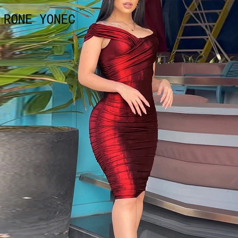 New Mood Vibrant Aesthetic "Glamour Off-Shoulder Bodycon Dress"