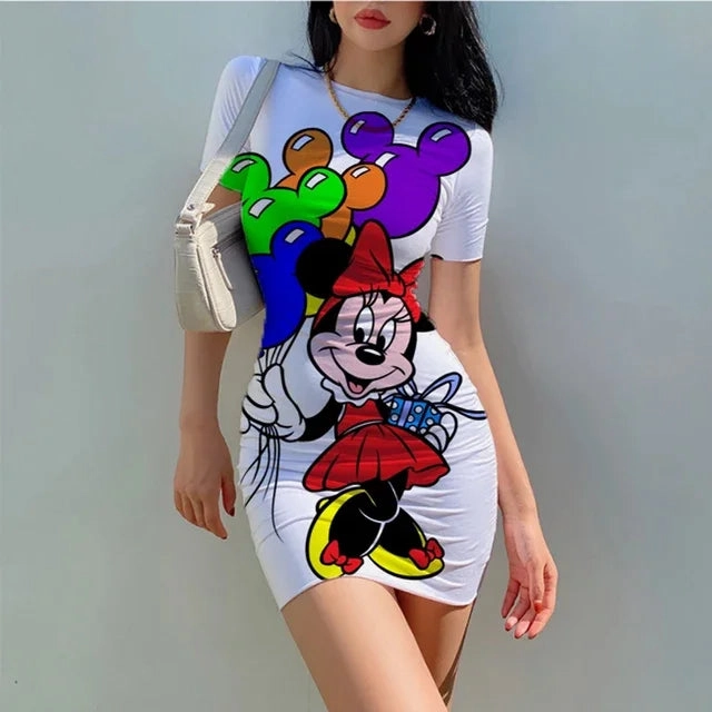 Easy Pairing "MagicVibe Disney Dress: Minnie & Mickey Bodycon for Summer Fun"