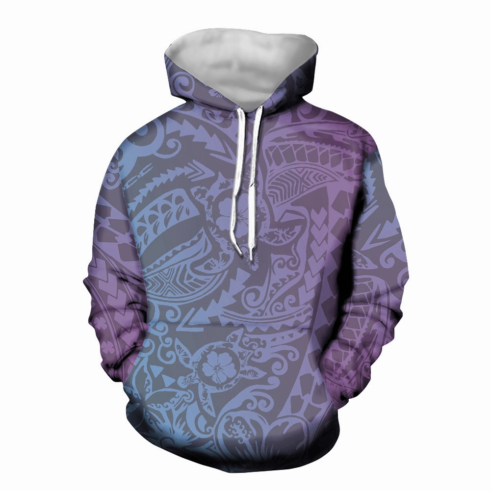 A Low-Order Hooded Sweater Polynesian Turtle Pullover with Pocket Long-Sleeved Top to Customize the New Style Casual Vibe