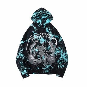 Everyday Look Sporty essentials Dark Abstract Pattern Printed Casual Hooded Sweatshirt