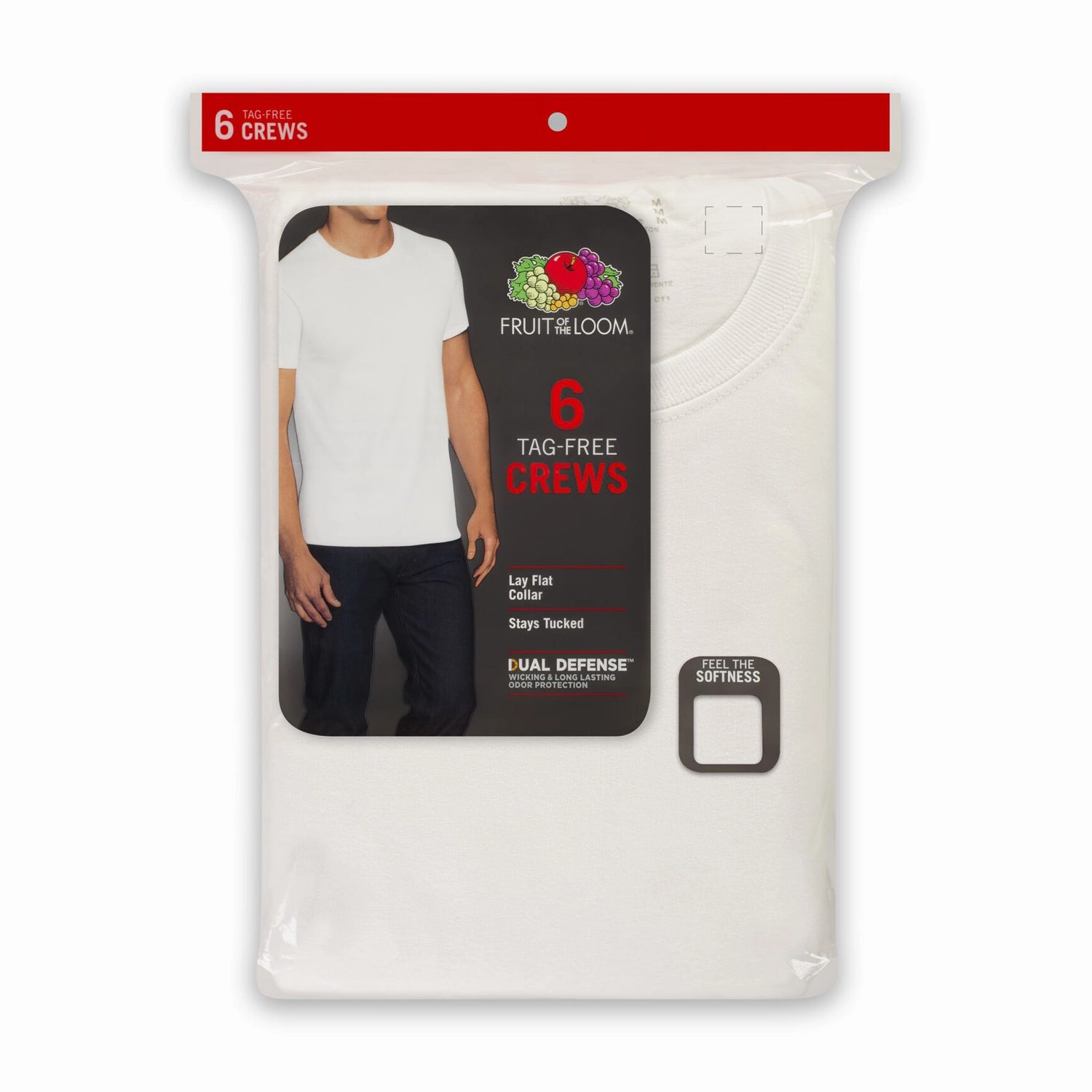 ErgonomicCut Comfortable Jumpsuit Men's White Crew Neck Short Sleeve T-shirts 6-pack 6P2828