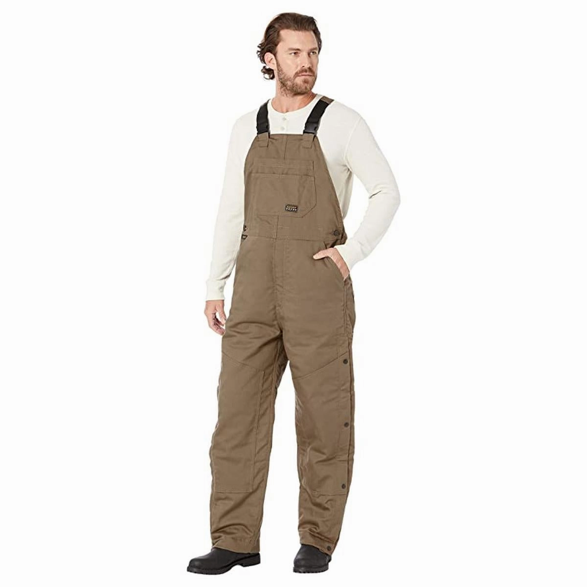 Story Glow CompactKnit Big and Tall Men's Rebar DuraCanvas Stretch Khaki Insulated Bib Overalls 10032505