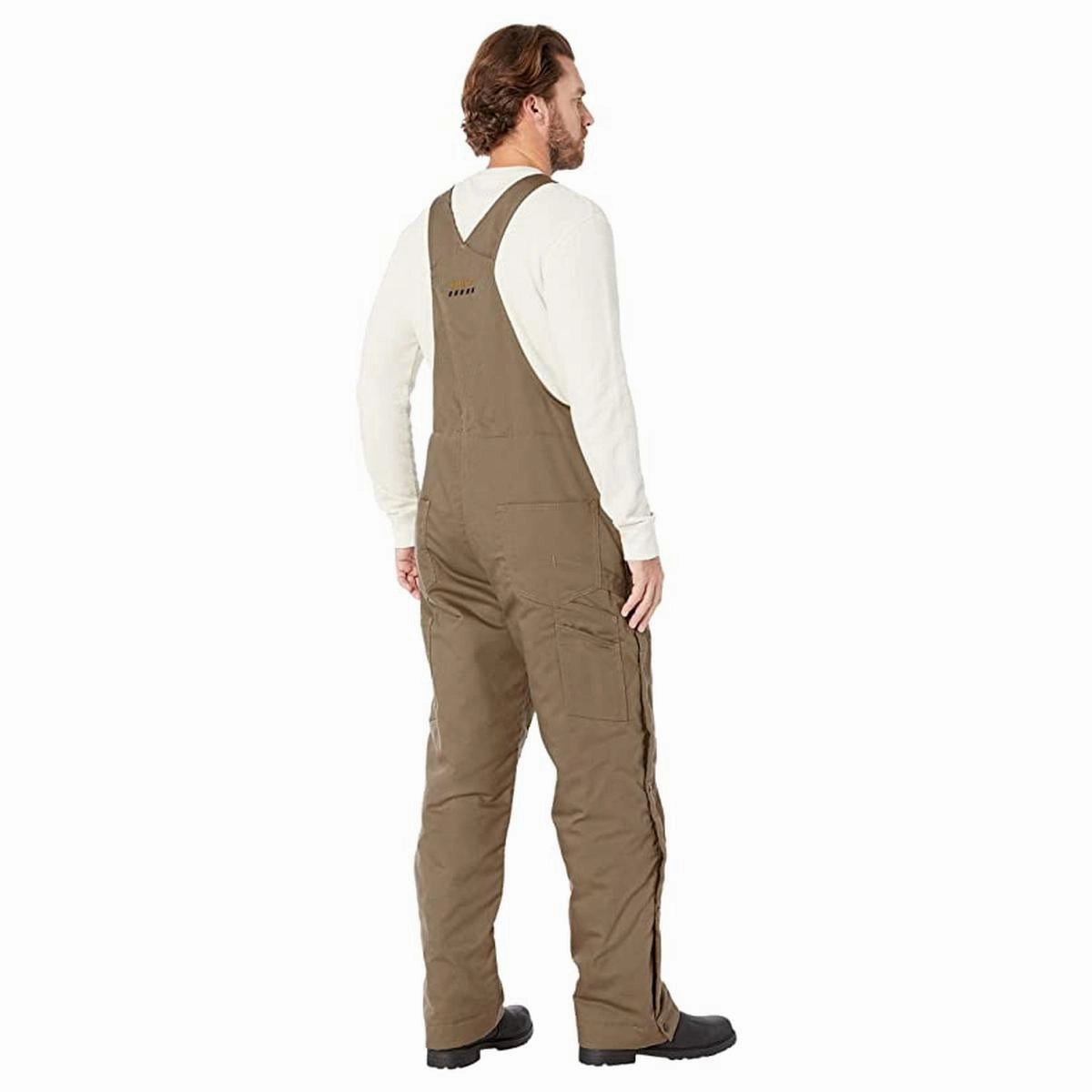 Big and Tall Men's Rebar DuraCanvas Stretch Khaki Insulated Bib Overalls 10032505 Warm Vest