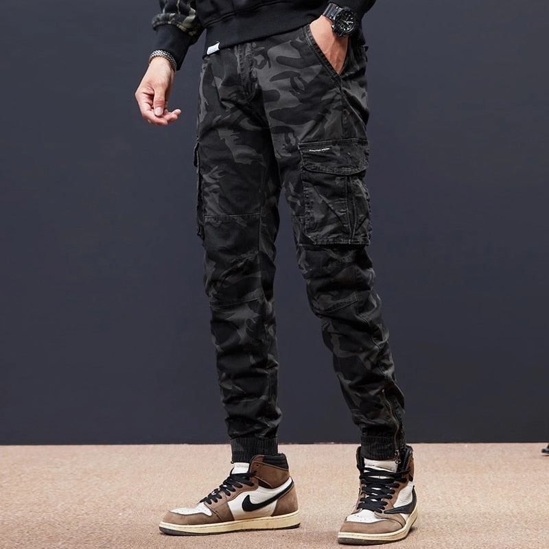 West Louis? Streetwear Elastic Multi Pockets Camo Jogger Pants All Day Wear Cozy Movement