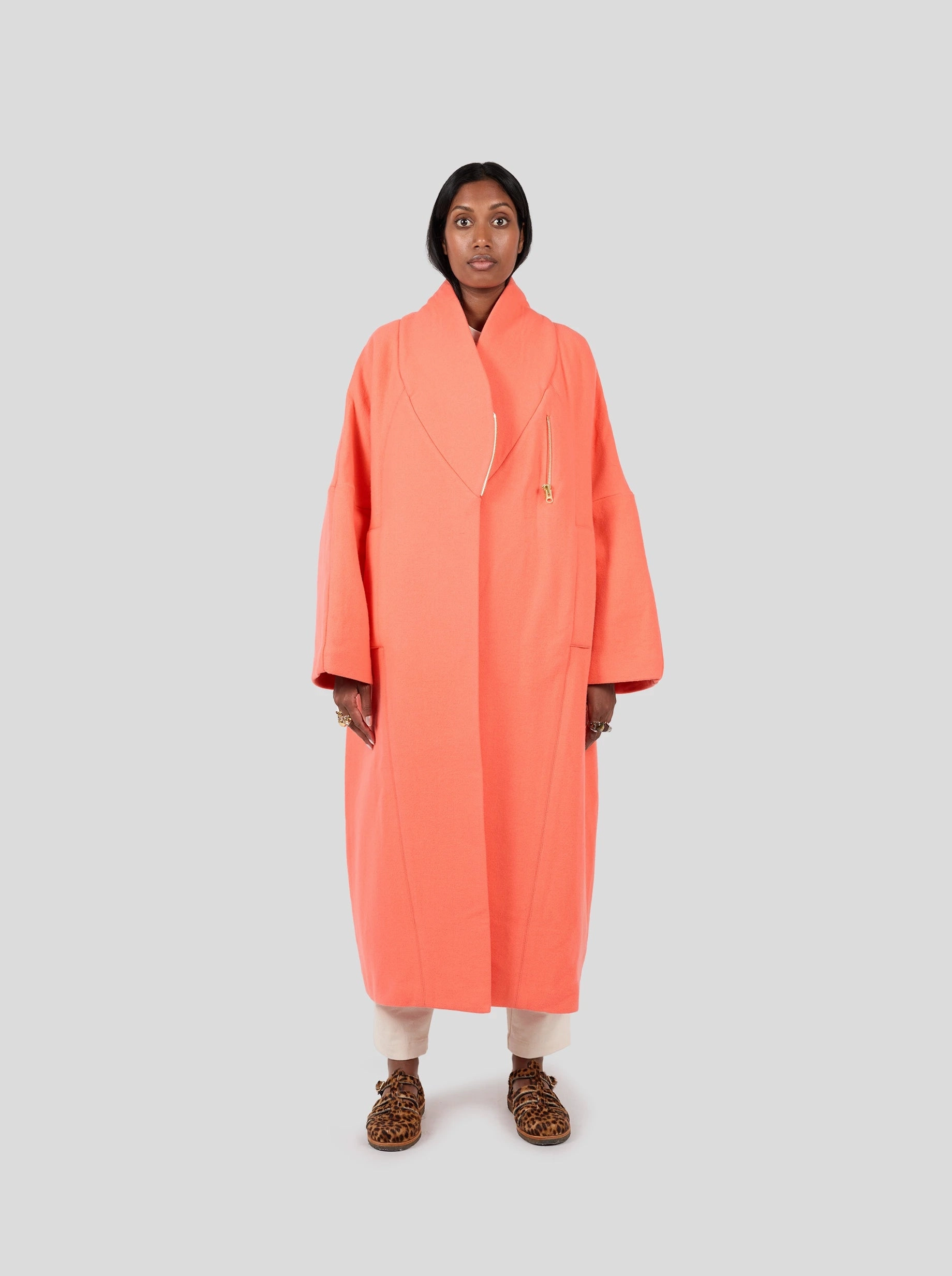 Daily Essential Modular Layering Compatibility Manteau Eren en lainage cachemire orange Reef