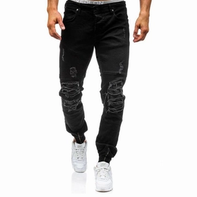 West Louis? Hip Hop Washed Men Skinny Hole Jean DoubleLayerReinforcement Layered Look