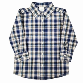 Boys' Long-Sleeve Blue & Black Plaid Shirt 3306 2306 Game Day