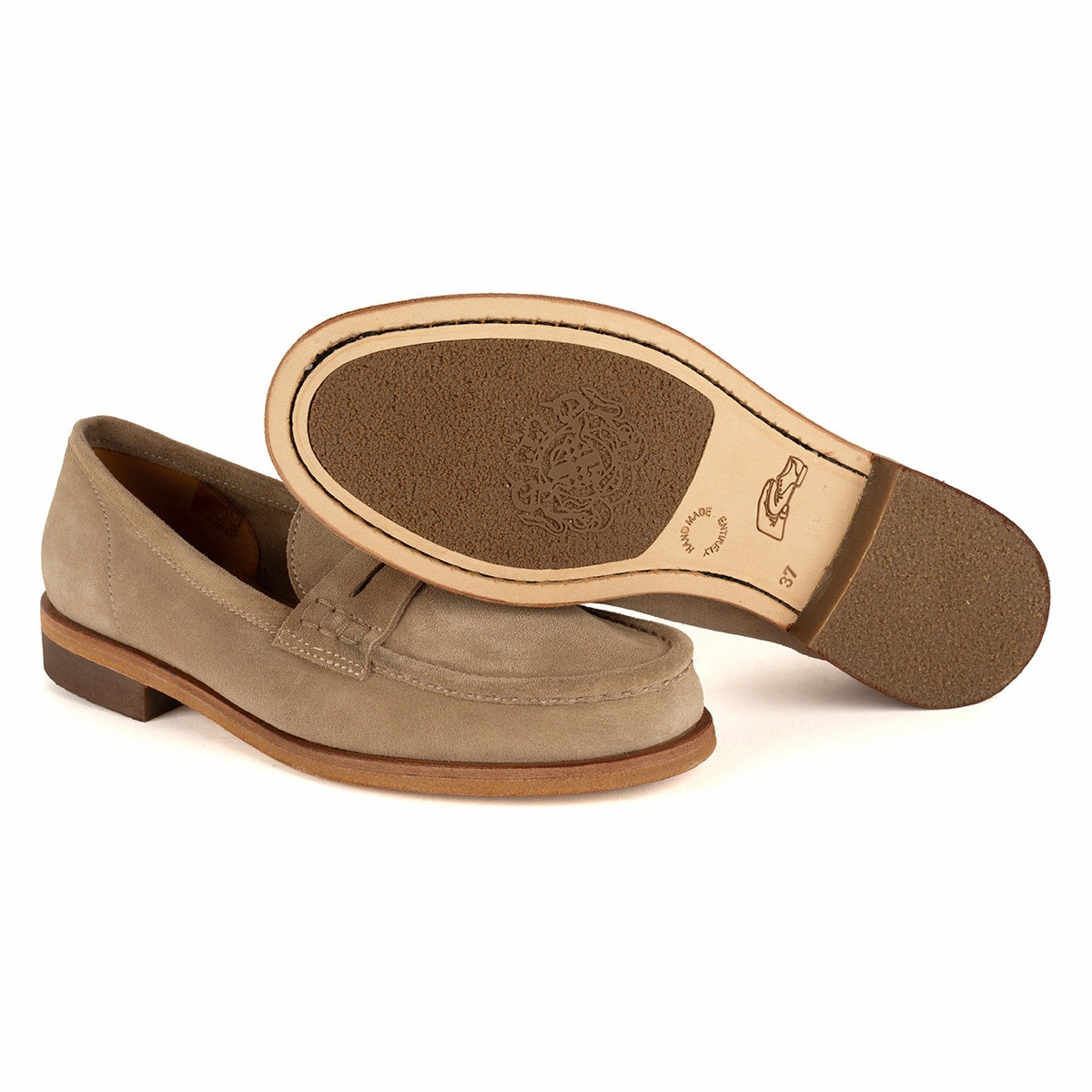 JANET 98001<br>Biscuit suede loafers Metal Pop Daily Fit