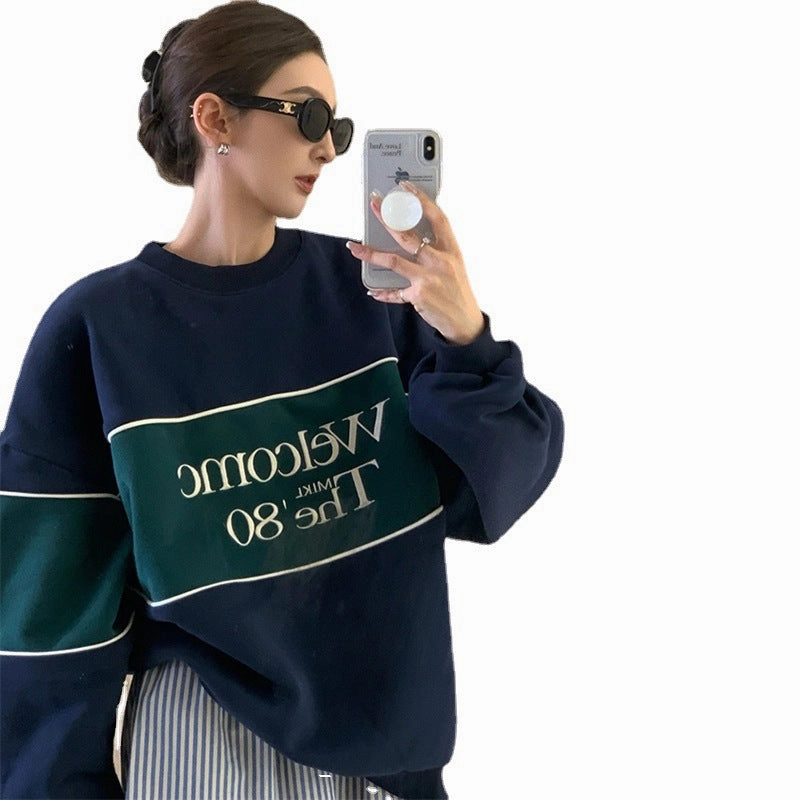 Round Neck Set Head Casual Padded Sweater Jacket Female Vintage Look Layering Piece