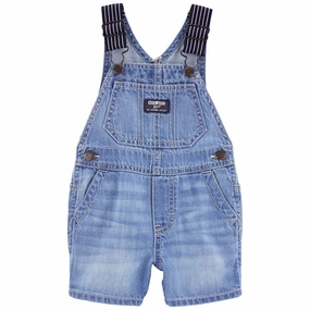 Boys' Hickory Stripe Strap Denim Shortalls 1Q891010 Reflective accents