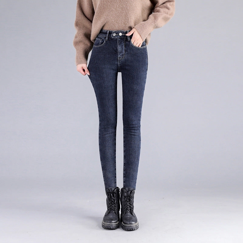 All-matching Straight Ankle-length Double Buckle Stretch Leggings All Fit Use