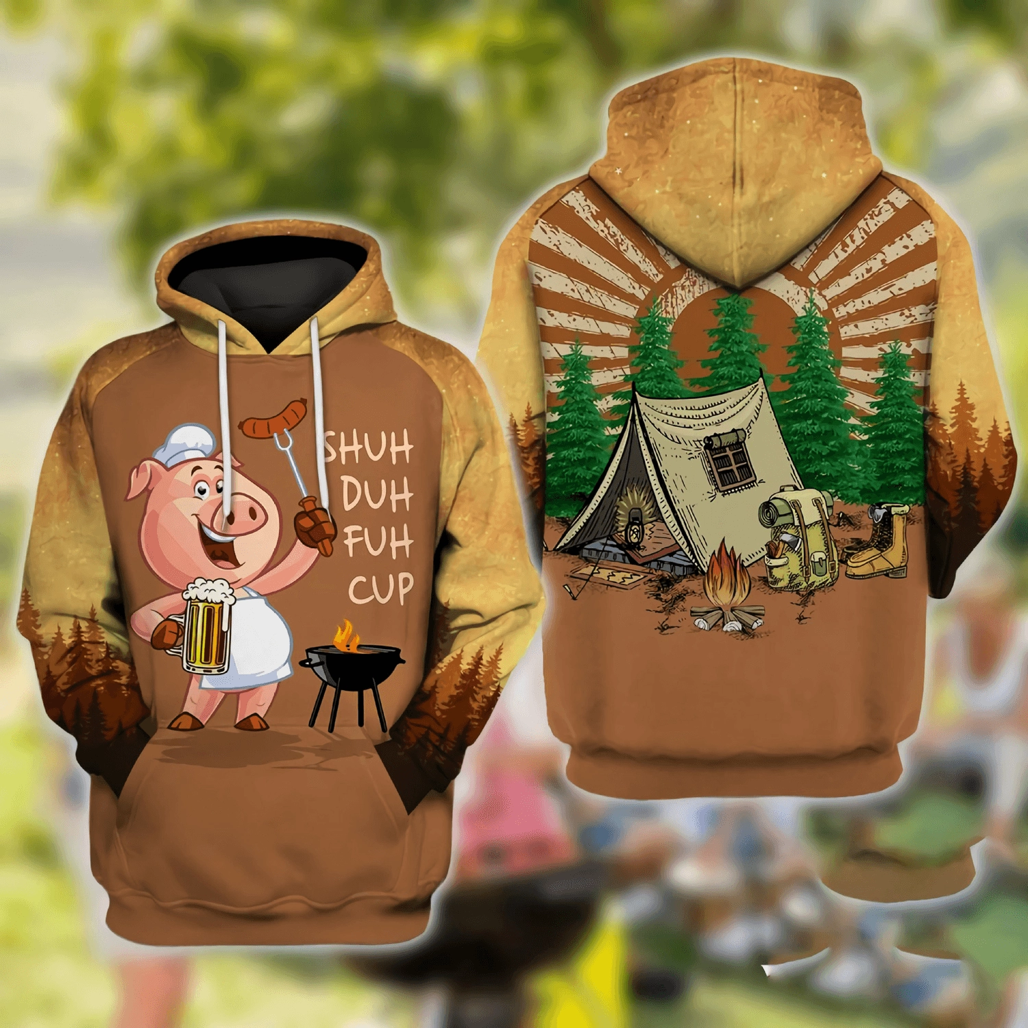 American Super plus Size Men Sweater Bear Stupid Bear Series Hooded Pullover Sweater Casual Long-Sleeved Active Wear Look Street Layer