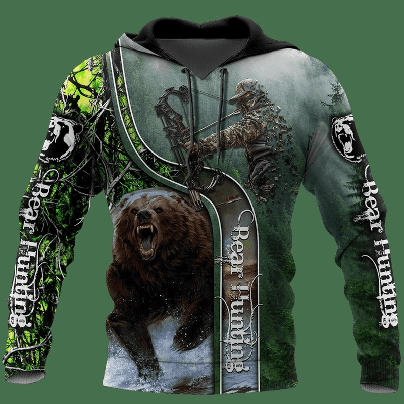 American Super plus Size Men Sweater Bear Stupid Bear Series Hooded Pullover Sweater Casual Long-Sleeved Trendy Look