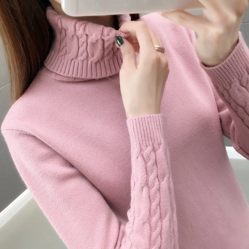 Collared Turtleneck Pullovers-Long Sleeves -Thick Warm