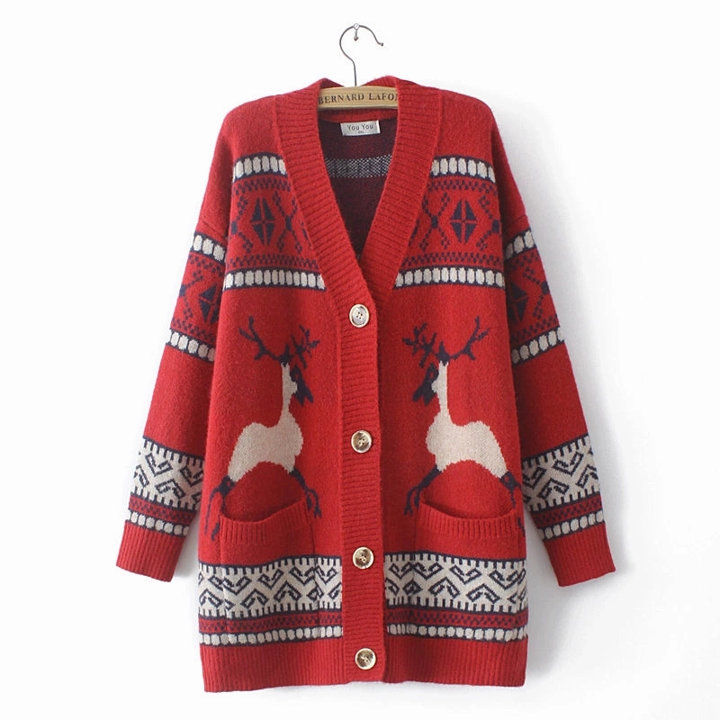 Genuine Christmas Style Knitted Cardigan Sweater Crisp Look