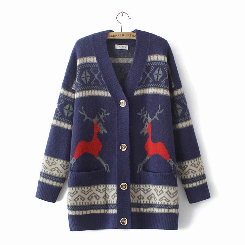 Airy Layer Fit ModularLayering Genuine Christmas Style Knitted Cardigan Sweater