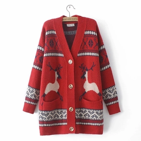 Genuine Christmas Style Knitted Cardigan Sweater Modular Attachments
