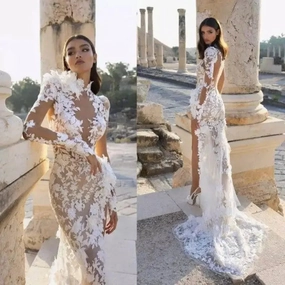 Smart and Relaxed Chic Harmony Arabia Illusion Lace Wedding Dress