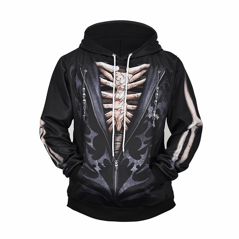 Casual Wear product floral delicacy Creative Fake Two-Piece Skull 3D Printing Casual Sports Men'S and Women'S Hoodie Pullover Sweater