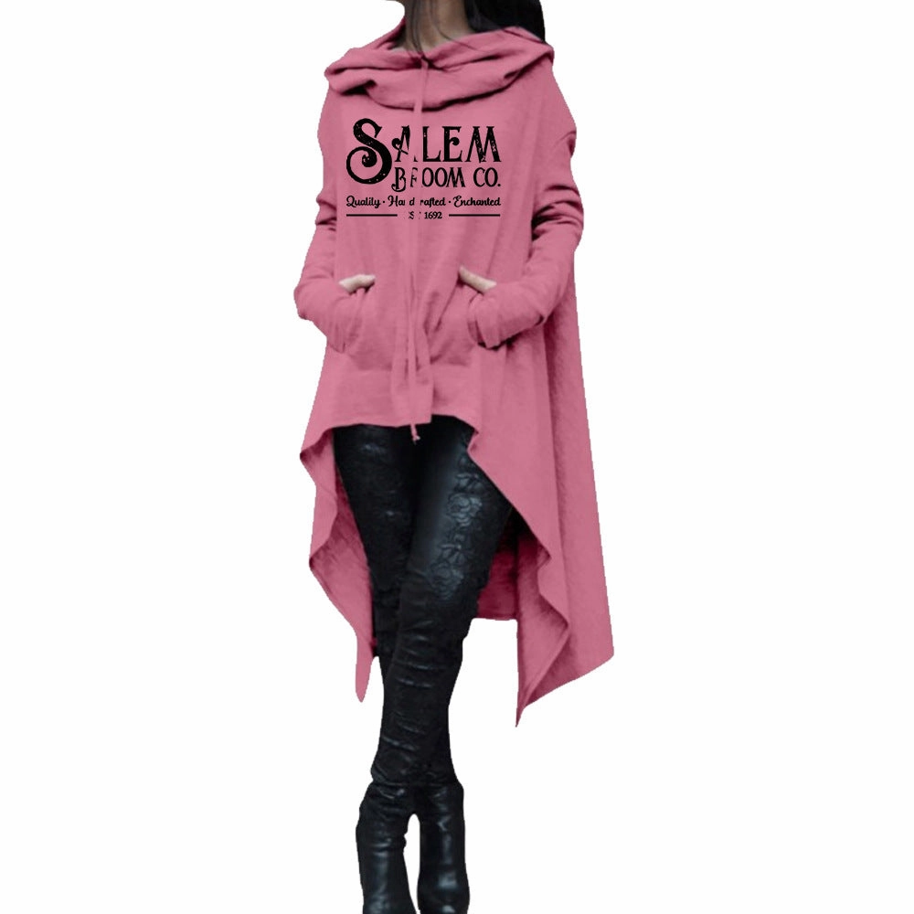 Layering Piece Autumn And Winter Mid-length Long Sleeve Large Size Irregular Hooded Sweater Casual Top