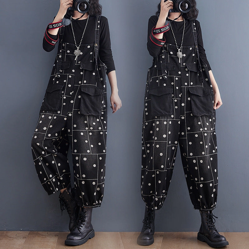 Casual Dressing Urban Ready Autumn And Winter New Washed Denim Suspender Pants