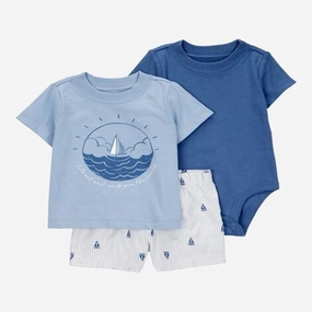 Resort Mood Baby Boy 3-Piece Sailboat Outfit Set - Blue 1S451110-420