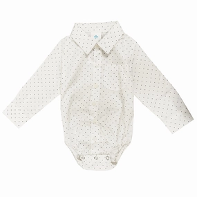 Baby Boys' Long-Sleeve White Bodysuit with Black Dots 4302 Reflective Safety Accents Summer Style