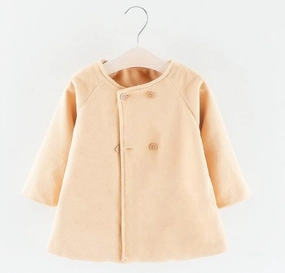 Adjustable Cuff Design Baby Girl Boys Spring Winter Wool Blends Jacket Coat