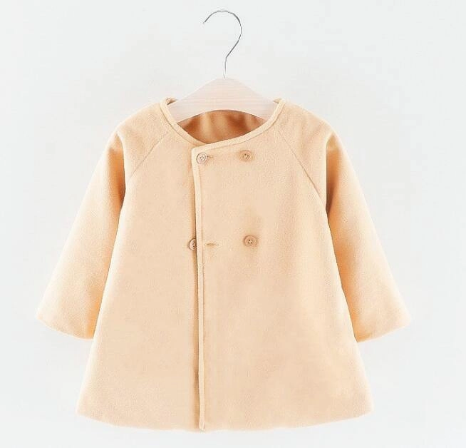 Adjustable Cuff Design Baby Girl Boys Spring Winter Wool Blends Jacket Coat