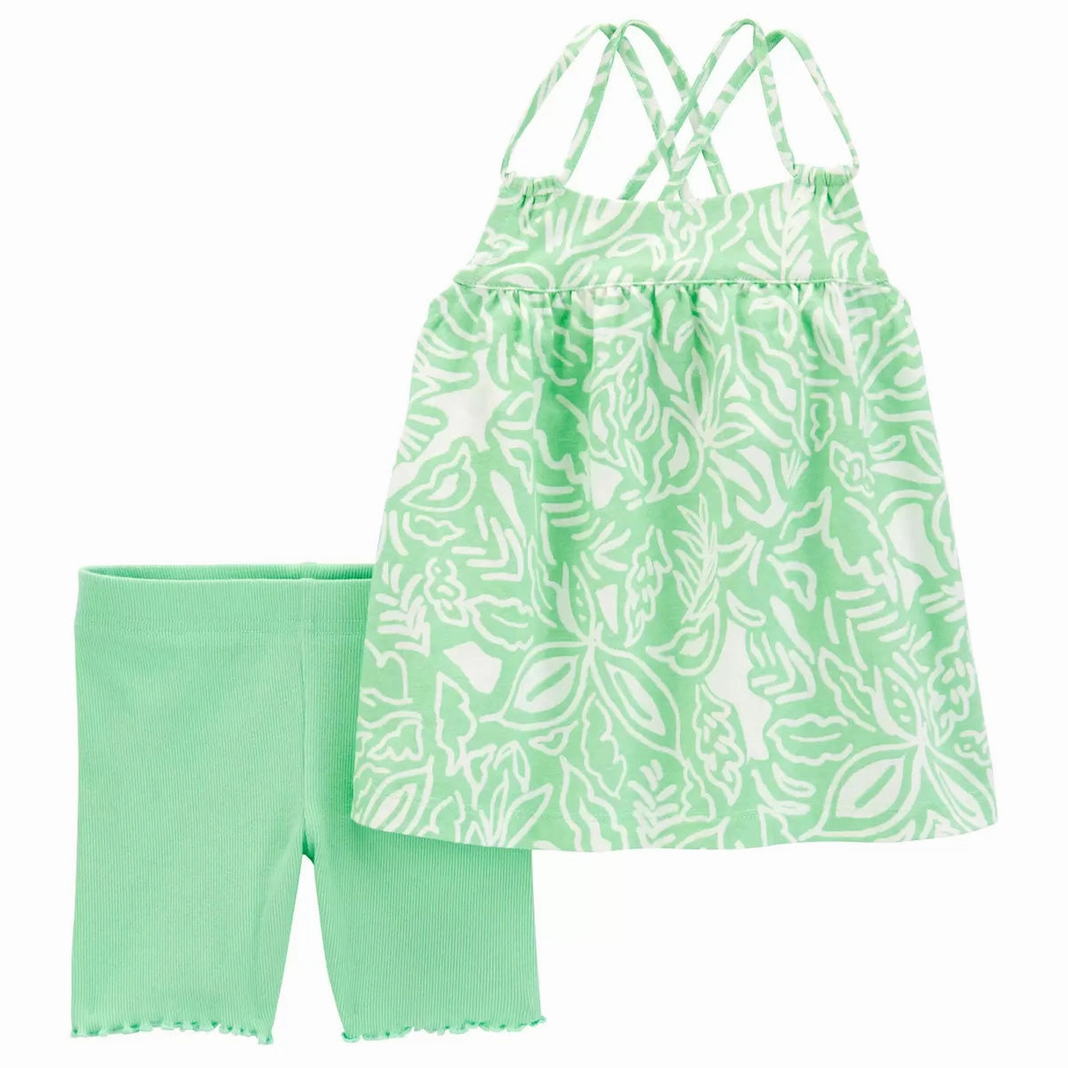 Baby Girls' 2-Piece Floral Tank & Short Set 1Q984410 Layering Wear SkinFriendlyElastic