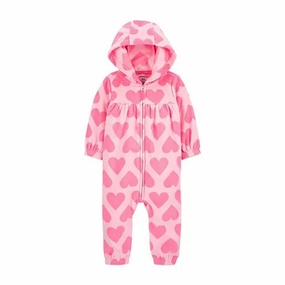 Baby Girls' Hearts Hooded Zip-Up Fleece Jumpsuit 1R547910 Stylish Jacket