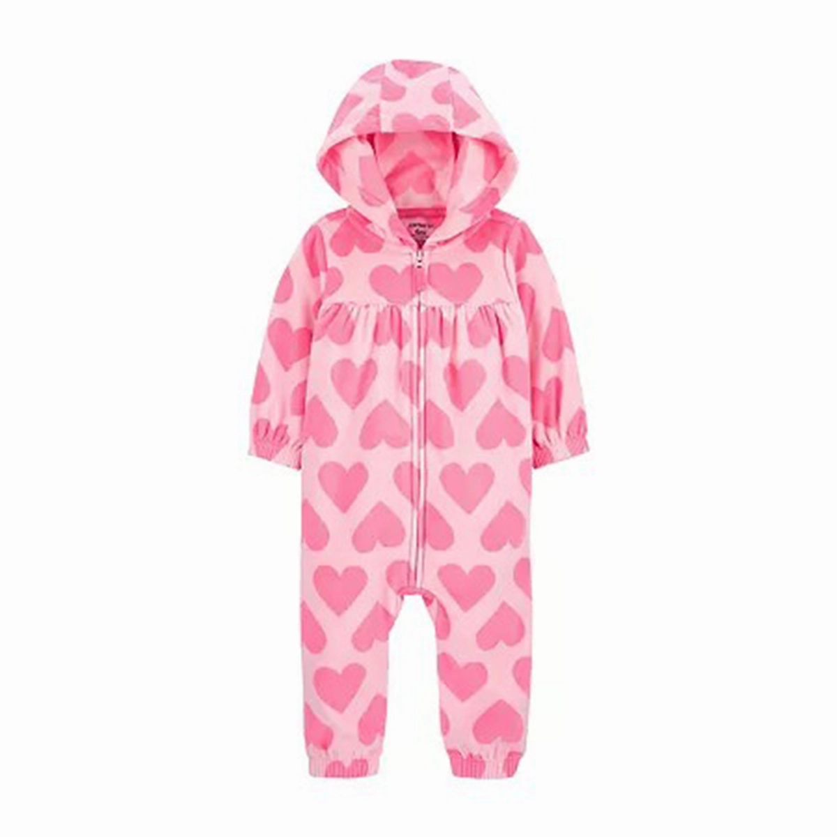 Baby Girls' Hearts Hooded Zip-Up Fleece Jumpsuit 1R547910 AbrasionResistant Fabric Elite Vibe