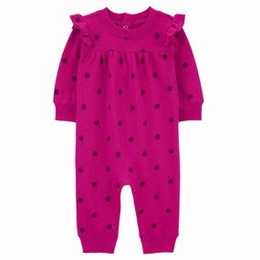 Baby Girls' Polka Dot Fleece Jumpsuit 1R966610 Fearless Mode Hidden pockets