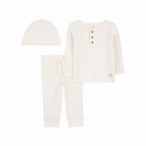 Stretchable Waistband River Flow Baby's Rib Knit Thermal Outfit Set 1R041710