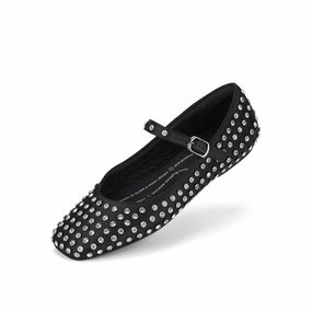 Ballet MJ Square Toe Blk Rhinestone portable Urban Moodwear