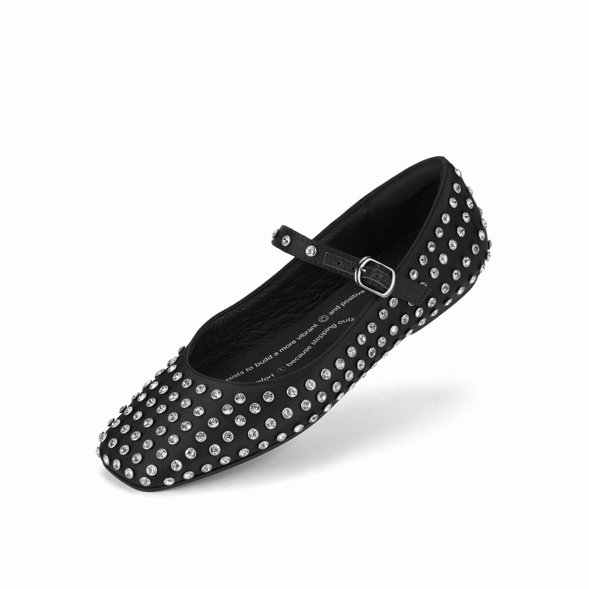 Ballet MJ Square Toe Blk Rhinestone portable Urban Moodwear