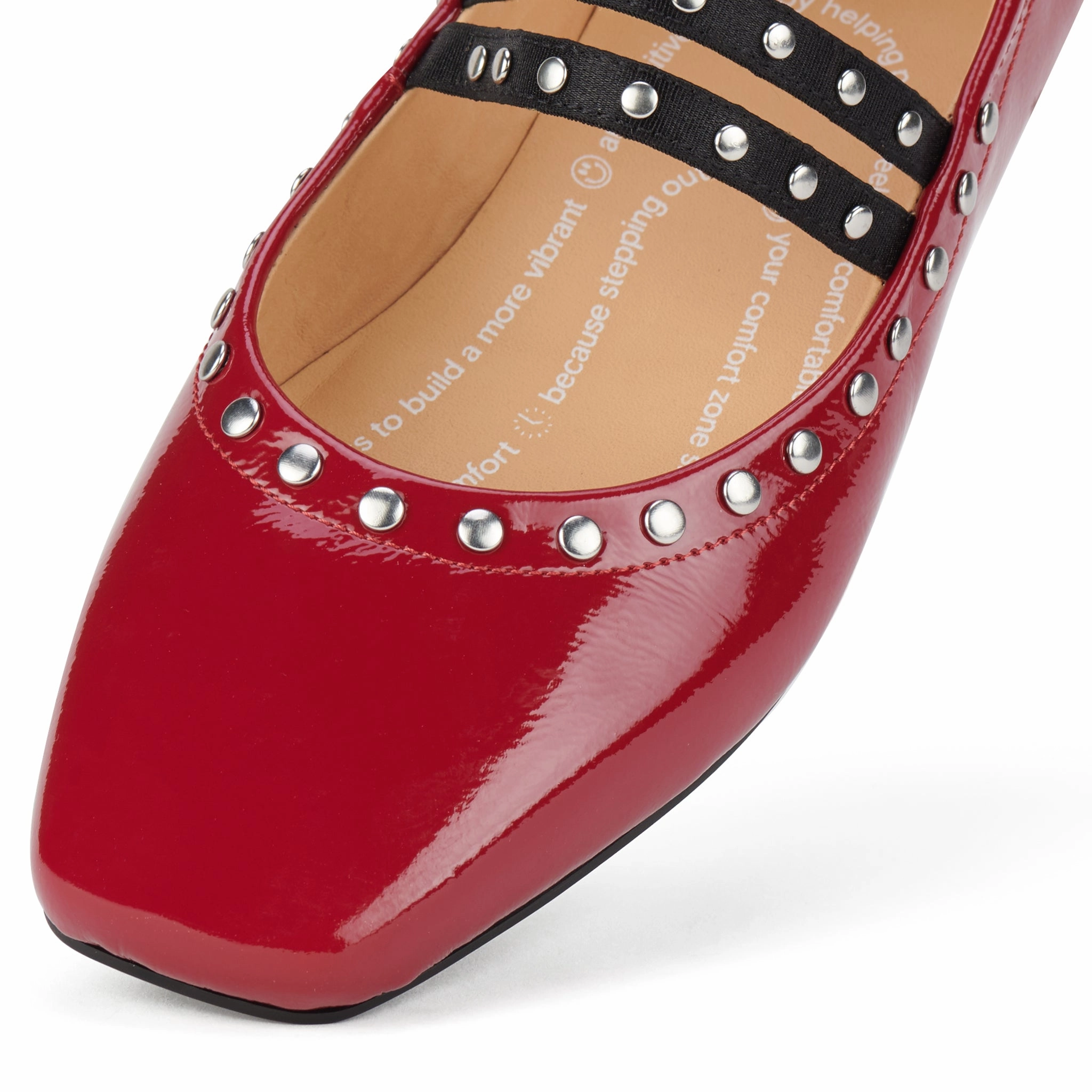 Style Neutral Ballet MJ Square Toe Stud Merlot Patent