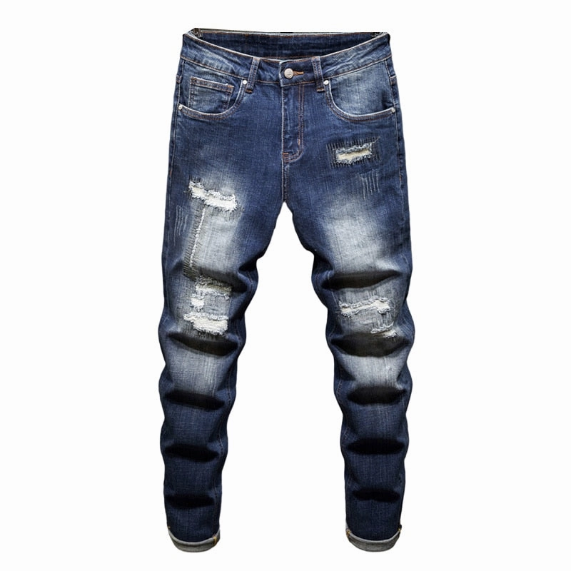 West Louis? Distressed Ripped Hip Hop Style Denim Jeans Fashion friendly Fitted Comfort