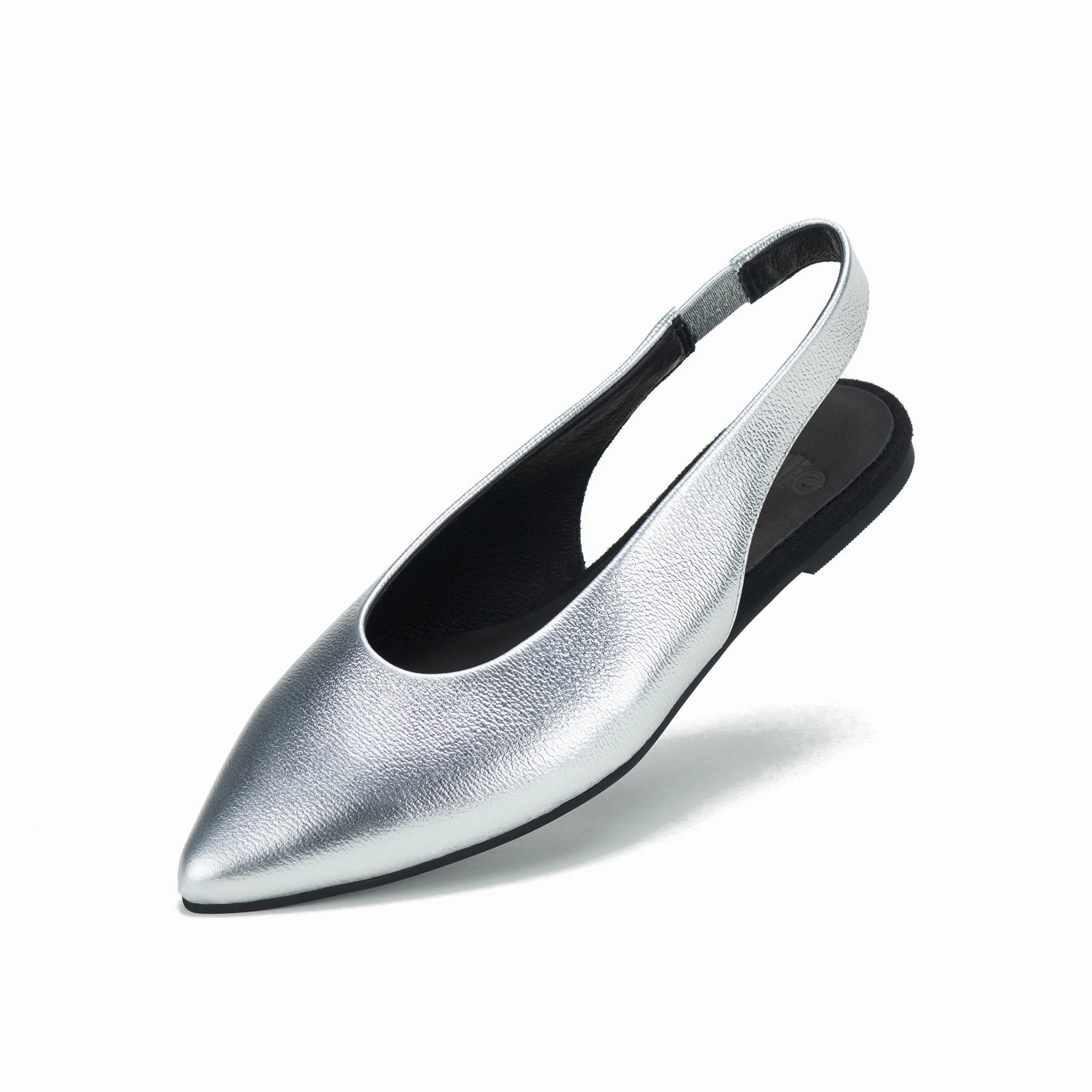 Adjustable Lace System Step Comfort Pointed Slingback Silver