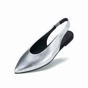 Adjustable Lace System Step Comfort Pointed Slingback Silver