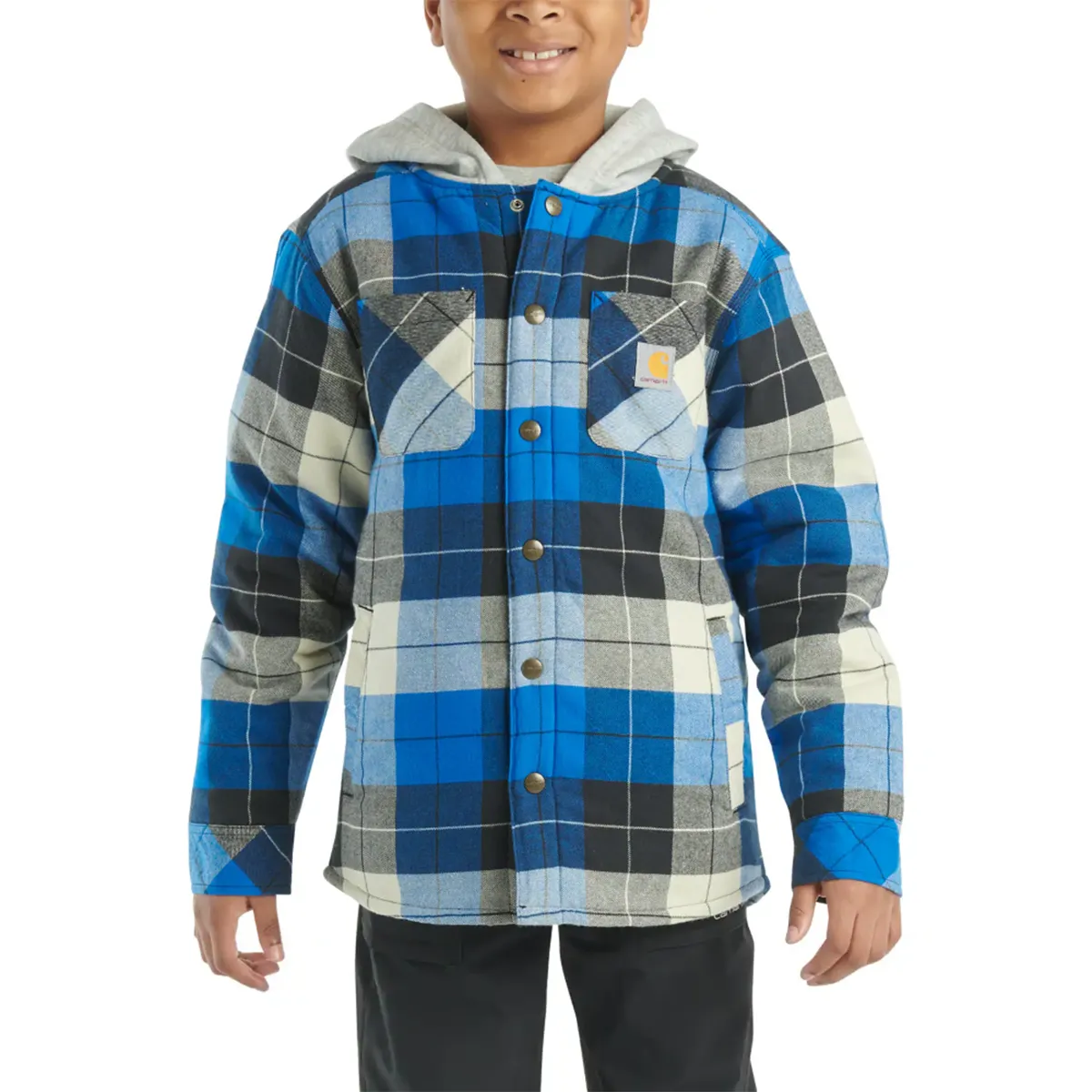 MoistureManagementSystem Boys' Long-Sleeve Flannel Snap-Front Hooded Shirt Jacket CP8584
