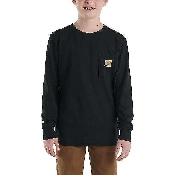 Boys' Long-Sleeve Pocket T-Shirt CA6448 Spirit Glow Breathable fabric