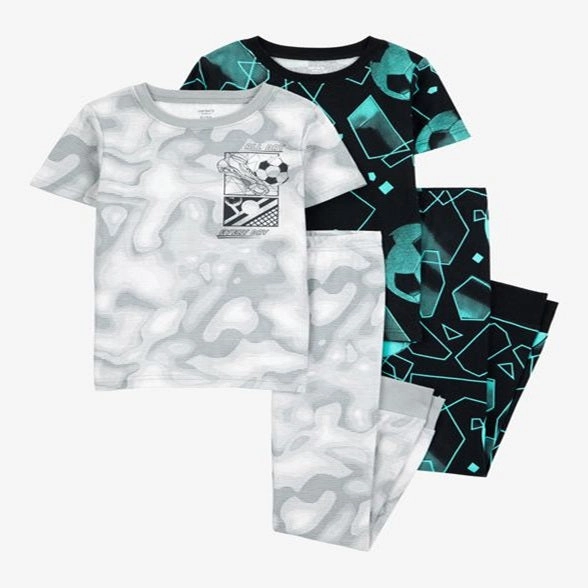 Boys 4-Piece Sports Cotton Pajamas 3S381210-969 Leader Fit Still Soul