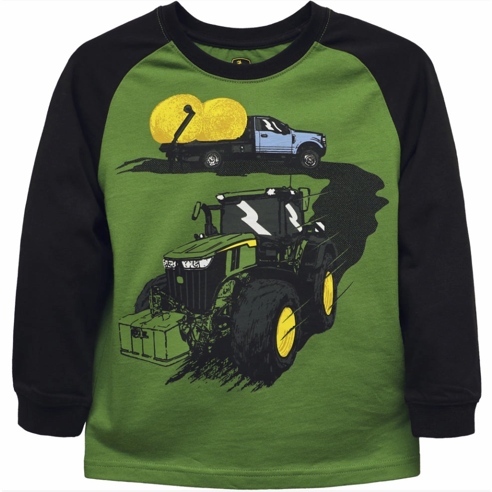 Boys' Long-Sleeve Hay Tractor Tee J4T158GC Wide Glow Warm Socks