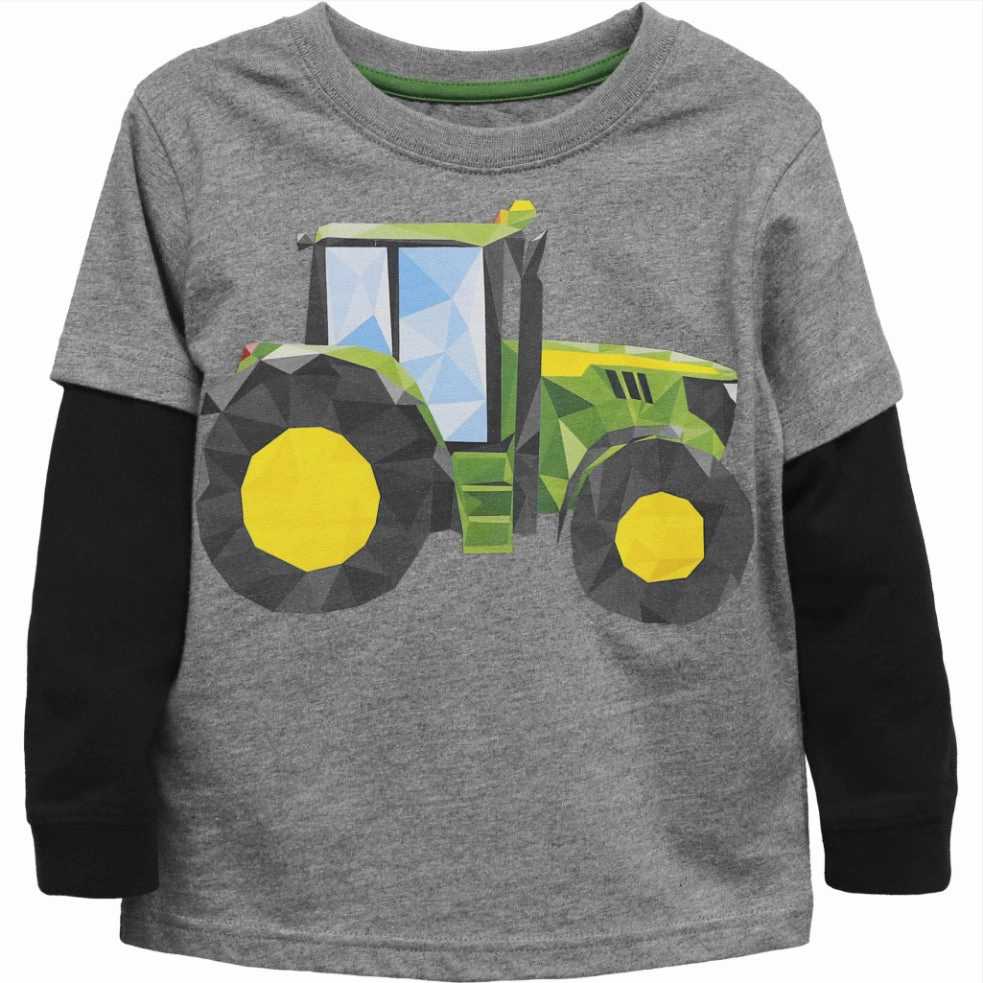Boys' Long-Sleeve Polygon Tractor Tee J4T136HT AllDayComfort Comfortable Jumpsuit