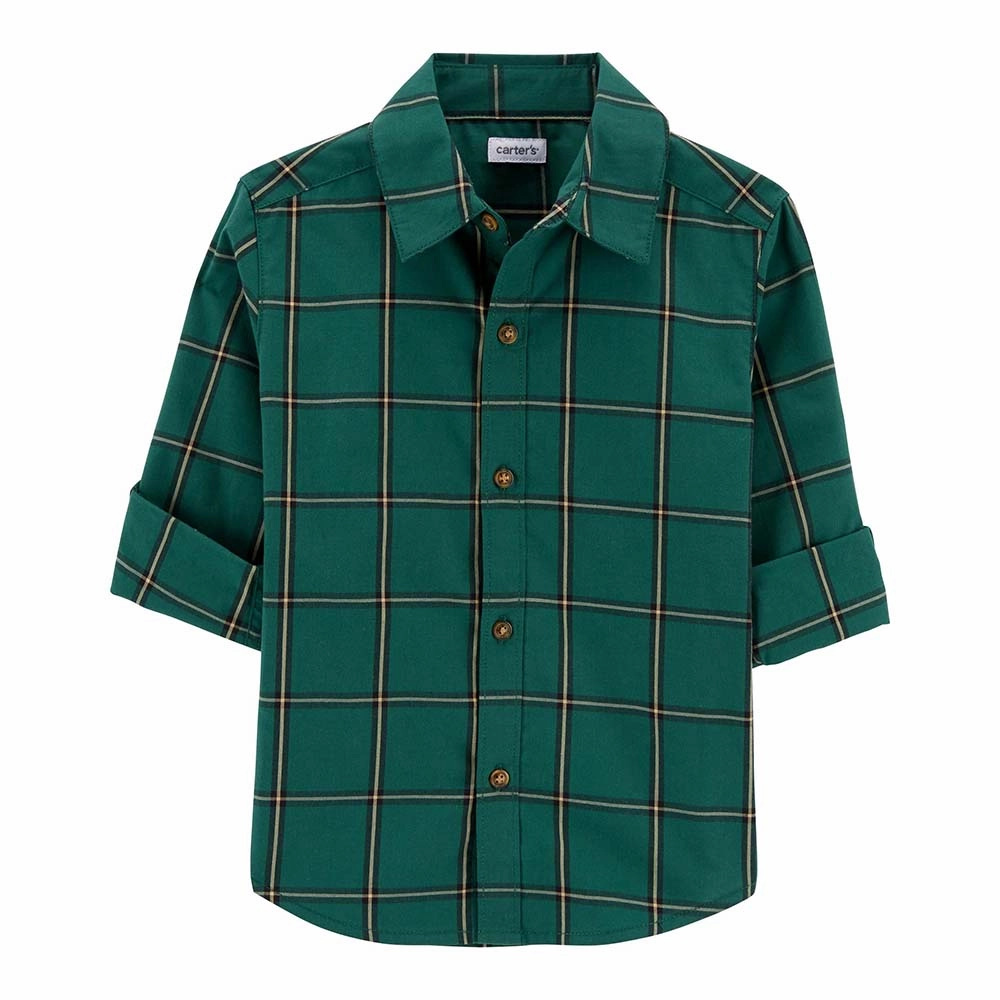 City Casual Digital Glow Boys' Plaid Button-Front Poplin Shirt