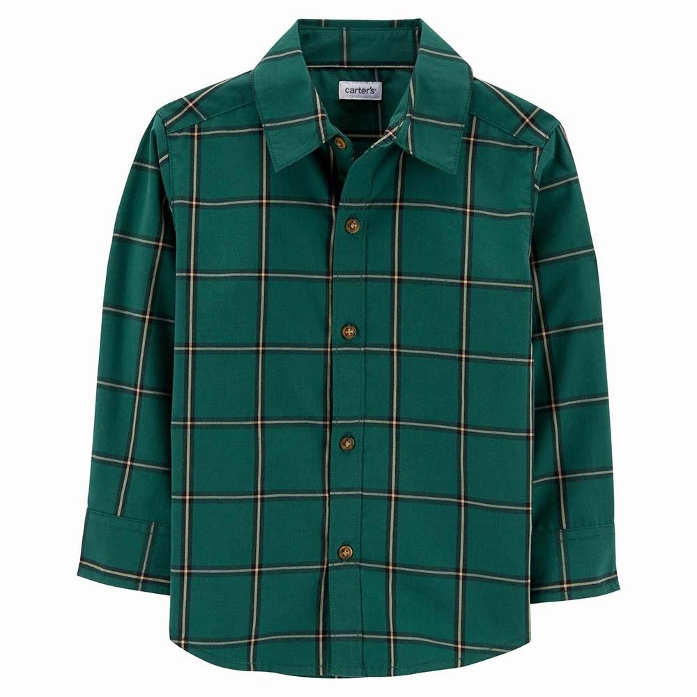 Clear Tone Boho Light Boys' Plaid Button-Front Poplin Shirt