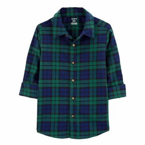Simple Layering Boys' Plaid Twill Button-Down Shirt 2R588810